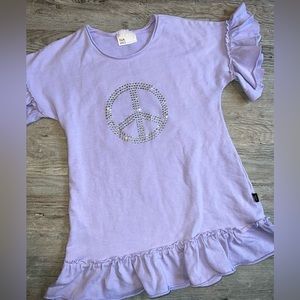 Purple Rhinestone Peace Sign Tunic Top